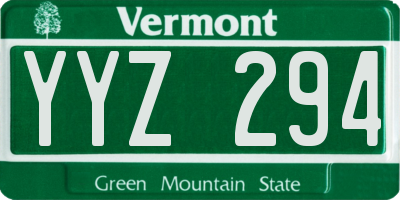 VT license plate YYZ294