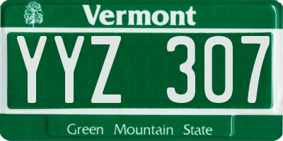VT license plate YYZ307