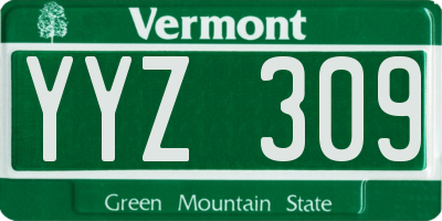 VT license plate YYZ309