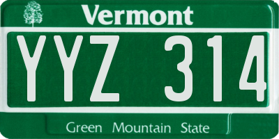 VT license plate YYZ314