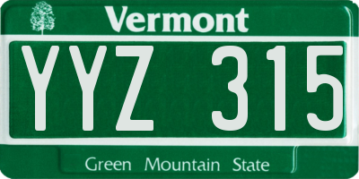 VT license plate YYZ315