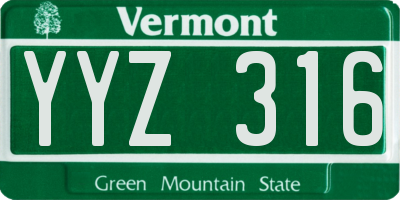 VT license plate YYZ316