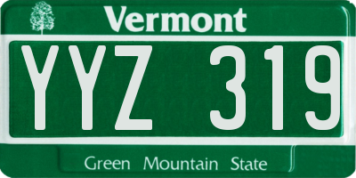 VT license plate YYZ319