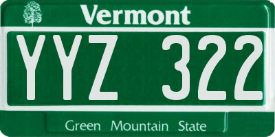 VT license plate YYZ322