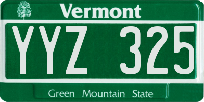 VT license plate YYZ325