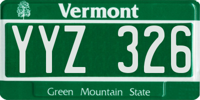 VT license plate YYZ326