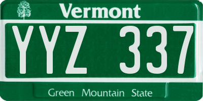VT license plate YYZ337