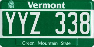 VT license plate YYZ338