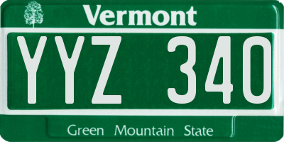 VT license plate YYZ340