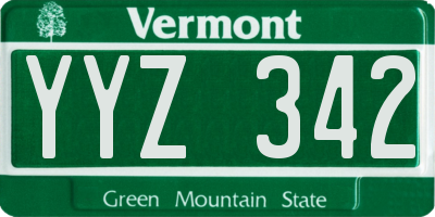 VT license plate YYZ342