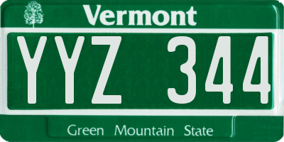 VT license plate YYZ344