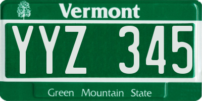 VT license plate YYZ345