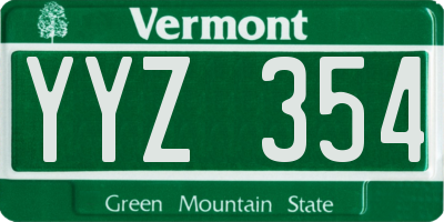 VT license plate YYZ354
