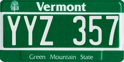 VT license plate YYZ357