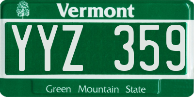 VT license plate YYZ359