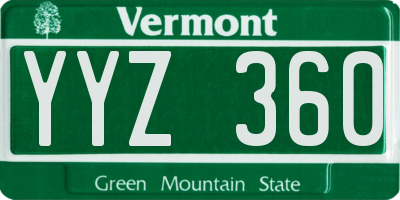 VT license plate YYZ360
