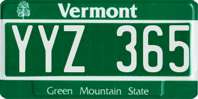 VT license plate YYZ365