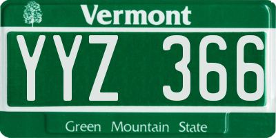 VT license plate YYZ366