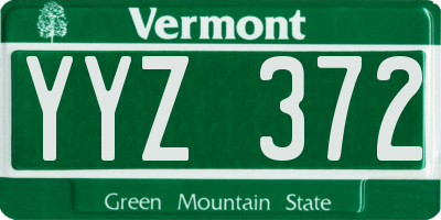 VT license plate YYZ372