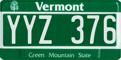 VT license plate YYZ376