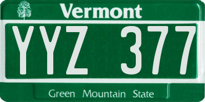 VT license plate YYZ377