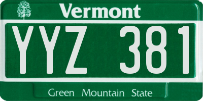 VT license plate YYZ381
