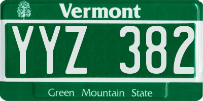 VT license plate YYZ382