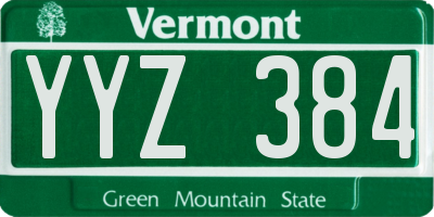 VT license plate YYZ384