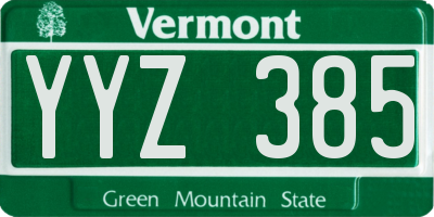 VT license plate YYZ385