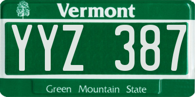VT license plate YYZ387