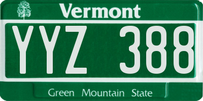 VT license plate YYZ388