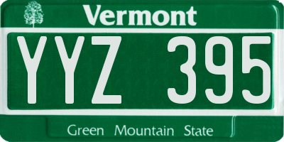 VT license plate YYZ395