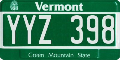 VT license plate YYZ398