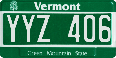 VT license plate YYZ406