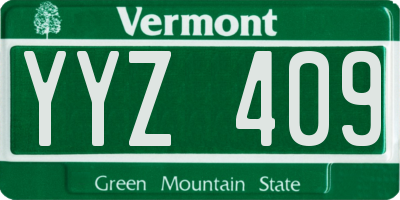 VT license plate YYZ409