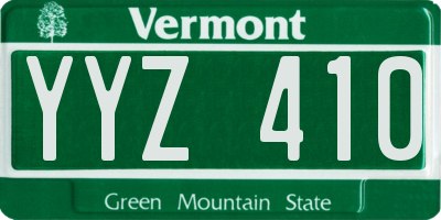 VT license plate YYZ410