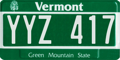 VT license plate YYZ417