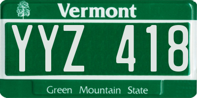 VT license plate YYZ418