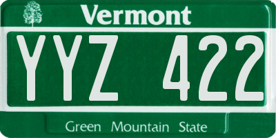 VT license plate YYZ422