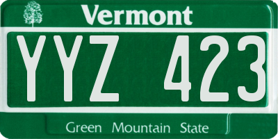 VT license plate YYZ423