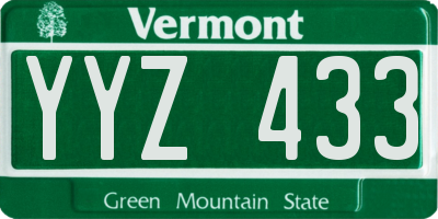 VT license plate YYZ433