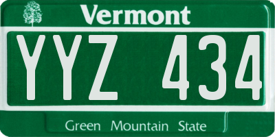VT license plate YYZ434