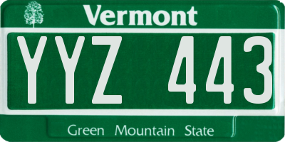 VT license plate YYZ443