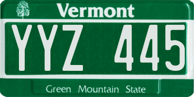 VT license plate YYZ445