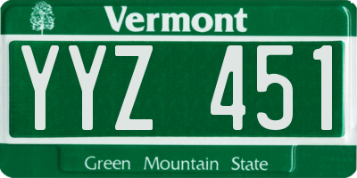 VT license plate YYZ451