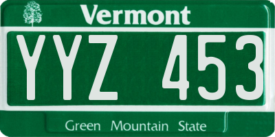 VT license plate YYZ453