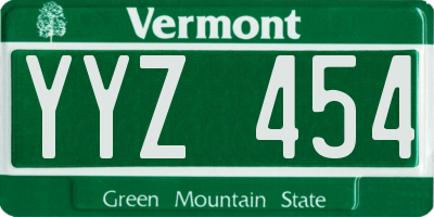 VT license plate YYZ454