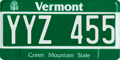 VT license plate YYZ455