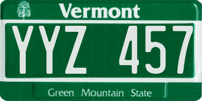 VT license plate YYZ457