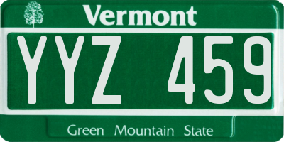 VT license plate YYZ459
